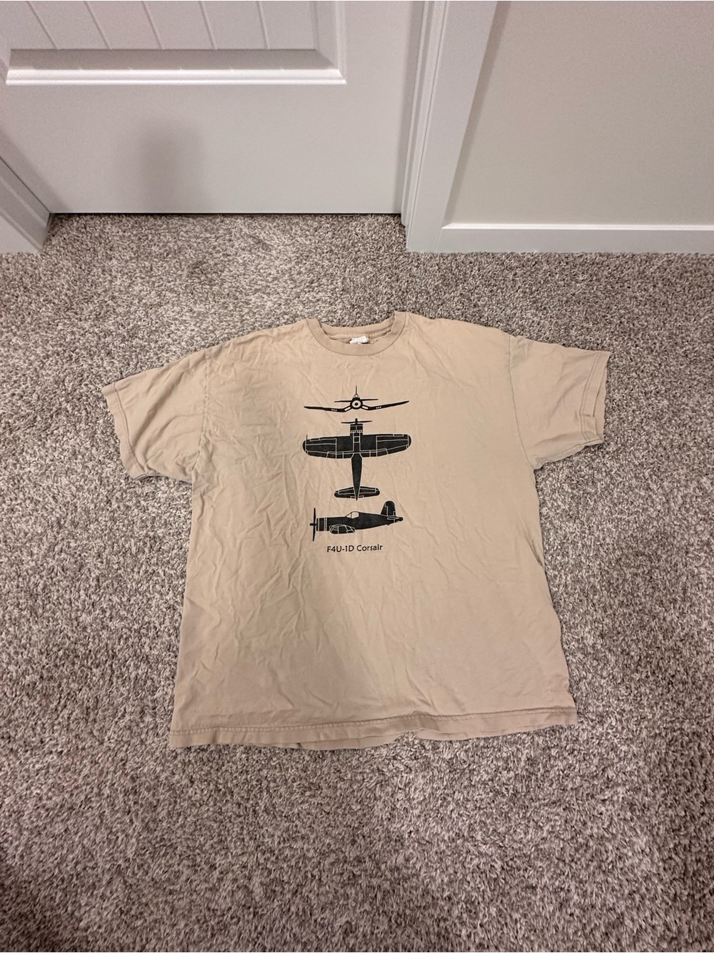 Vintage Beige F4U-1D Corsair Graphic Short-Sleeve Shirt